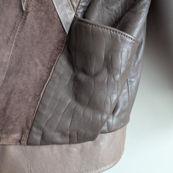 Vintage leather shawl collar bomber jacket - Picture 7 of 9